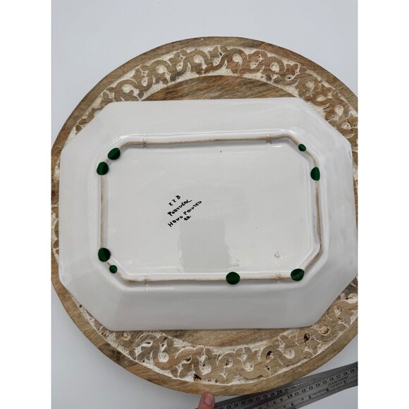 VTG 228 Portugal Hand Painted Hanging Tray Platter Signed ER Country Whimsical - Picture 6 of 11